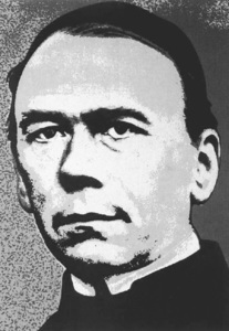 Das Porträt zeigt das Konterfei von Adolph Kolping in Schwarz-Weiß.