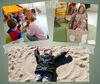 Eine Collage aus drei Fotos zeigt spielende Kinder an einem Kaufmannsladen, in einem Karton und im Sand liegend.